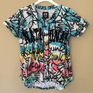 Soho Babe Women L Graffiti Baseball Jersey National 23 Artsy Fun Festive bright